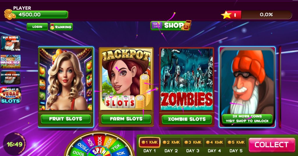 Vegas 777 casino slots game menu with free slots offline mode 777 jackpot farm game and zombie survival